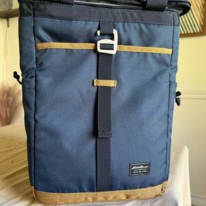 Eddie Bauer Blue and Tan backpack cooler